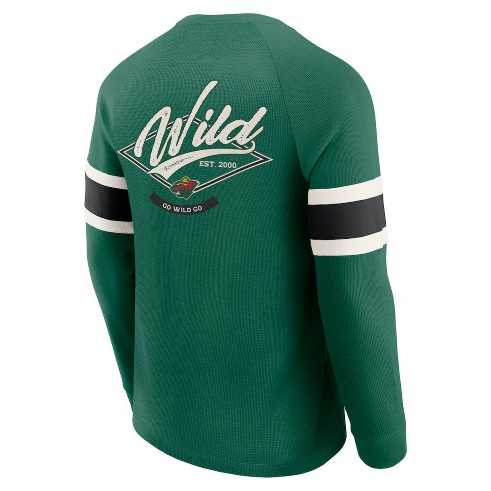 Minnesota Wild Darius Rucker Collection by Fanatics Waffle-Knit Raglan Long Sleeve Henley T-Shirt - Green - NHL