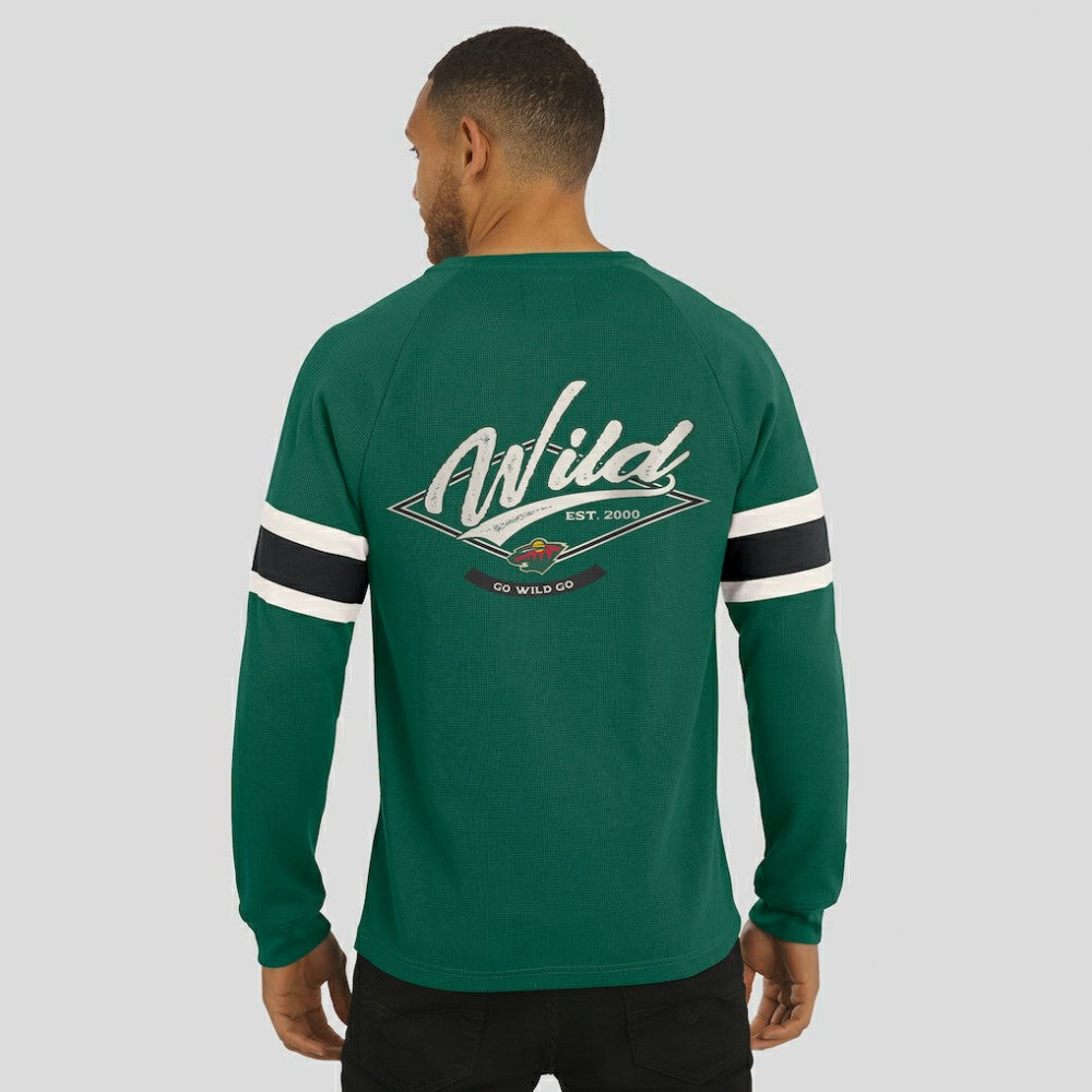 Minnesota Wild Darius Rucker Collection by Fanatics Waffle-Knit Raglan Long Sleeve Henley T-Shirt - Green - NHL
