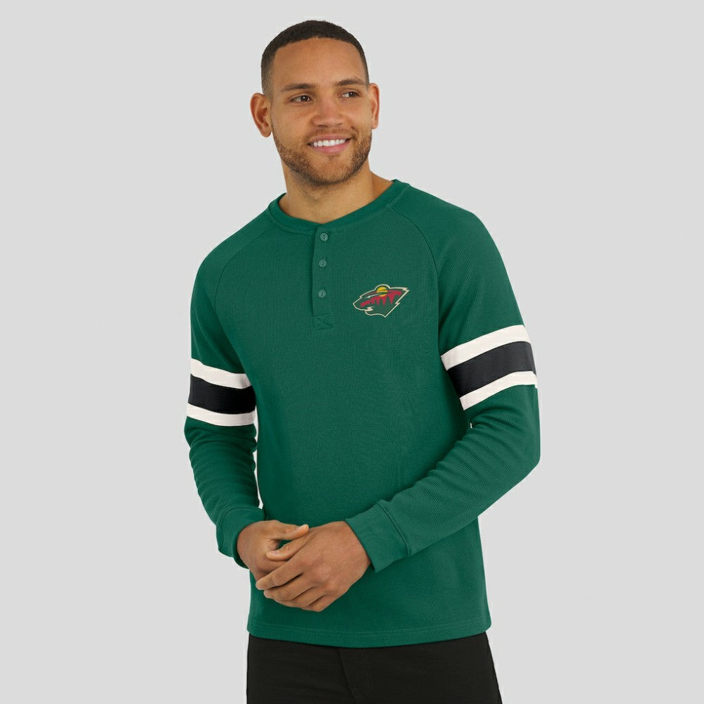 Minnesota Wild Darius Rucker Collection by Fanatics Waffle-Knit Raglan Long Sleeve Henley T-Shirt - Green - NHL