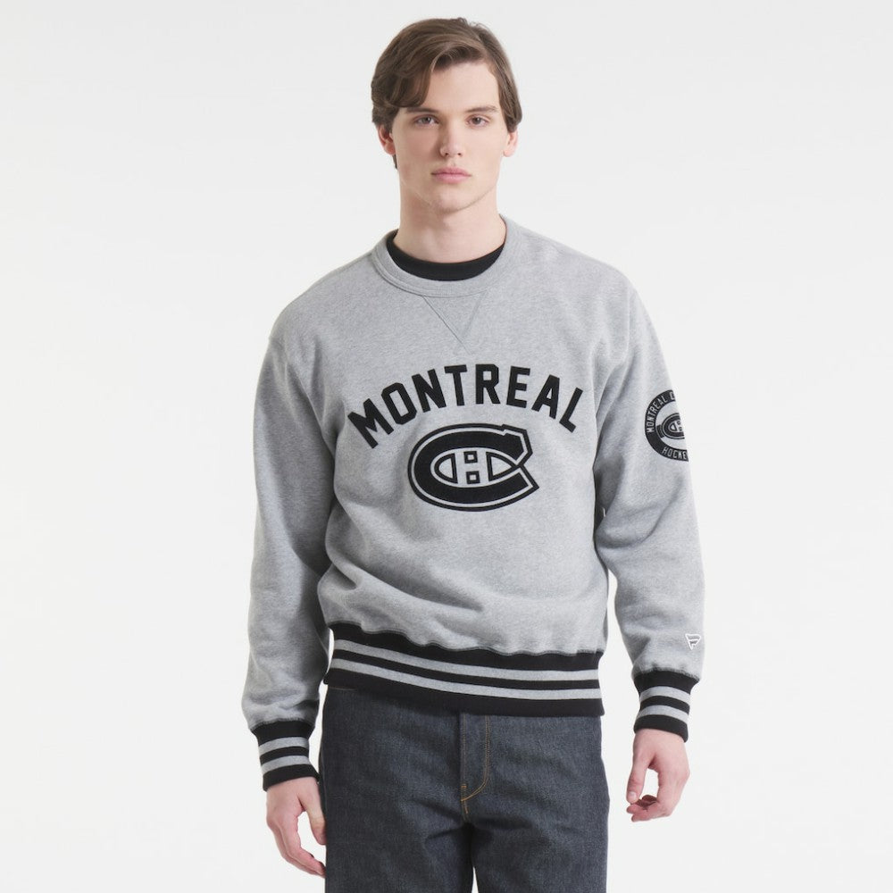 Montreal Canadiens Todd Snyder by Fanatics Relaxed Canadian Fleece Crew - Athletic Heather Gray - NHL