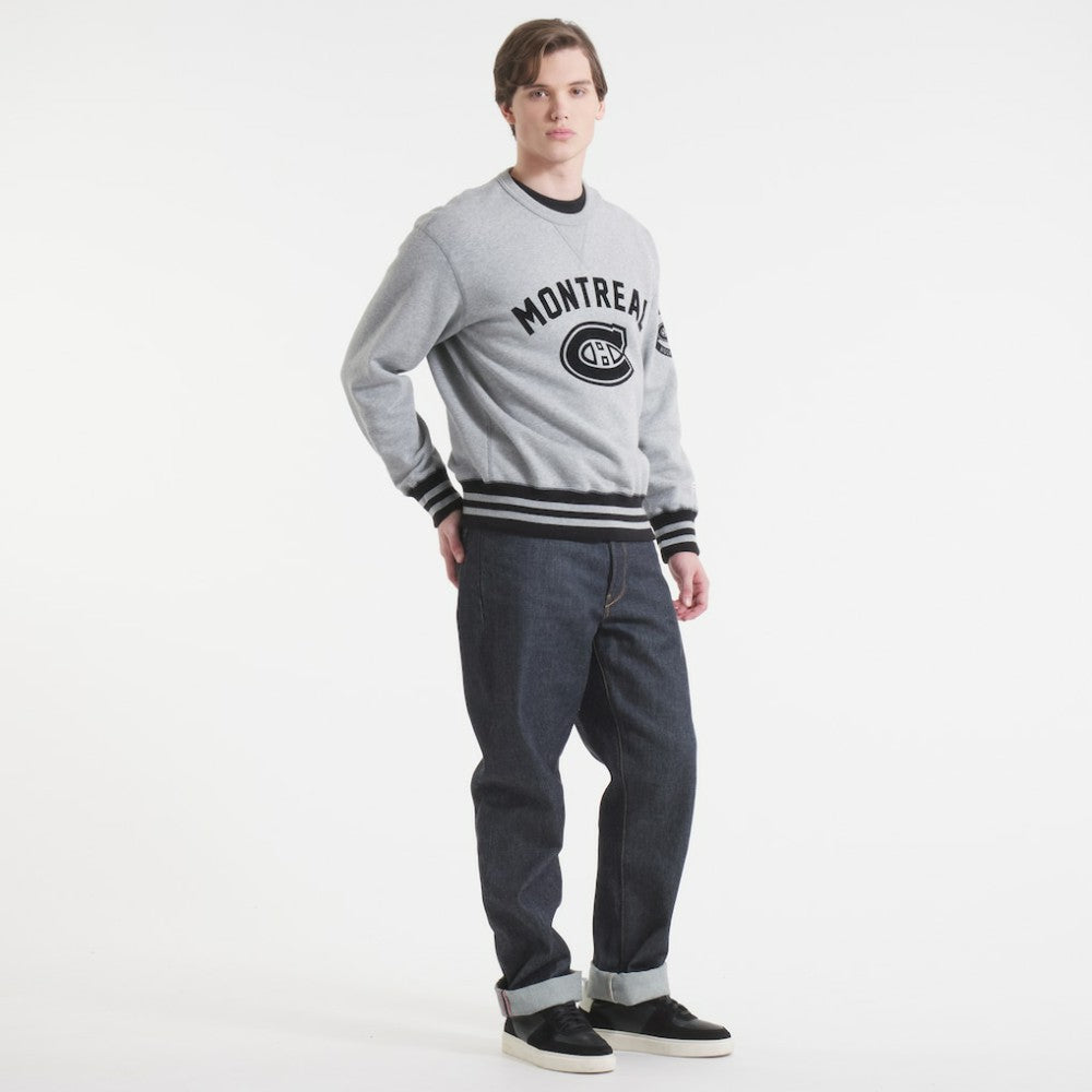 Montreal Canadiens Todd Snyder by Fanatics Relaxed Canadian Fleece Crew - Athletic Heather Gray - NHL