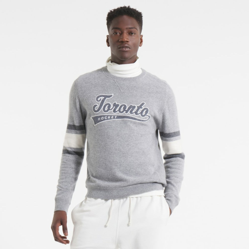Toronto Maple Leafs Todd Snyder by Fanatics Cashmere Crew Sweater - Athletic Heather Gray - NHL