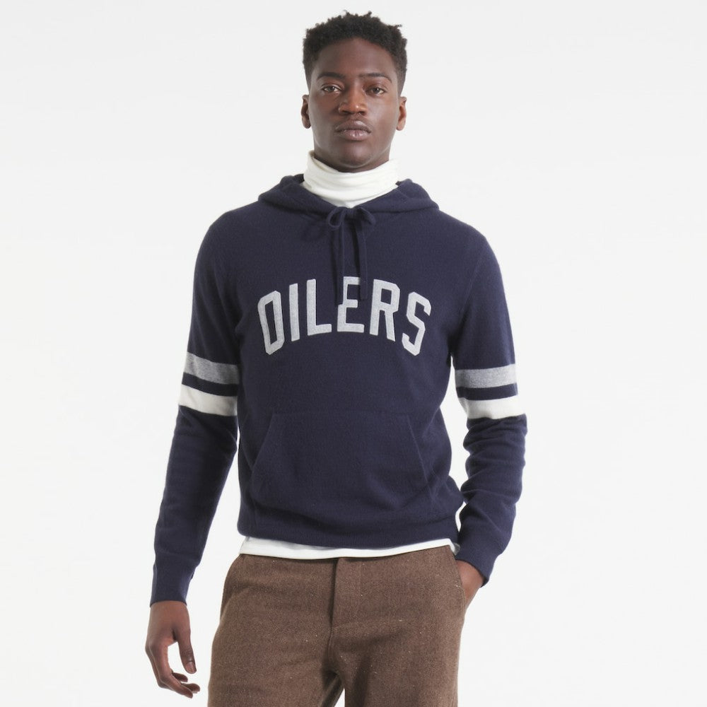 Edmonton Oilers Todd Snyder by Fanatics Cashmere Hooded Sweater - Navy - NHL