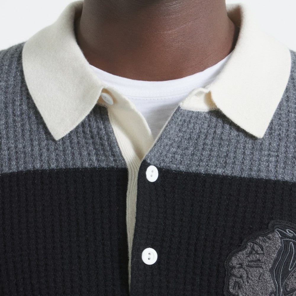 Chicago Blackhawks Todd Snyder by Fanatics Cashmere Rugby Sweater - Dark Heather Gray - NHL