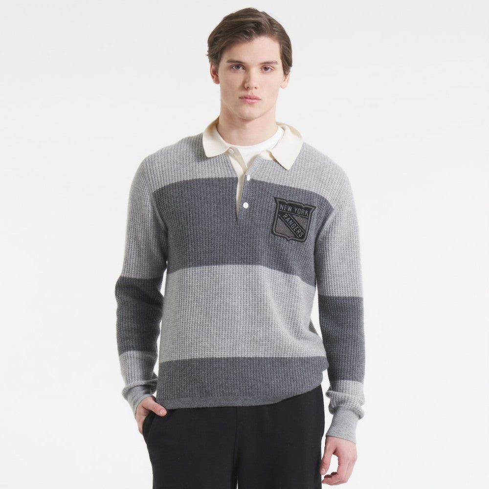 New York Rangers Todd Snyder by Fanatics Cashmere Rugby Sweater - Athletic Heather Gray - NHL