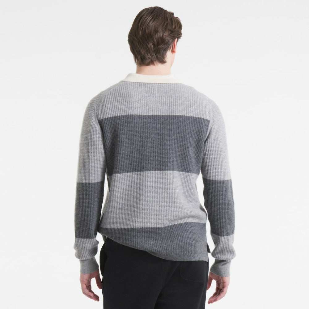 New York Rangers Todd Snyder by Fanatics Cashmere Rugby Sweater - Athletic Heather Gray - NHL