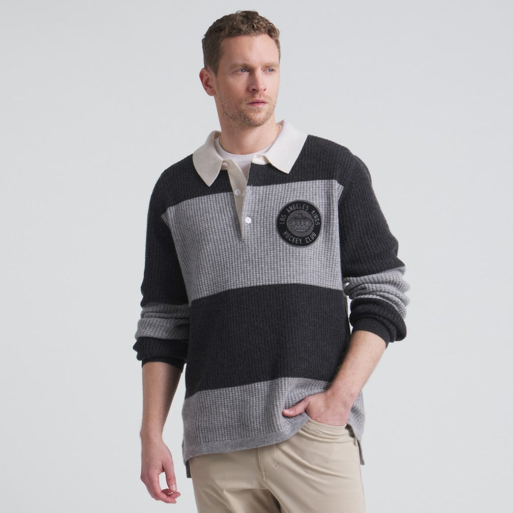 Los Angeles Kings Todd Snyder by Fanatics Cashmere Rugby Sweater - Athletic Heather Gray - NHL