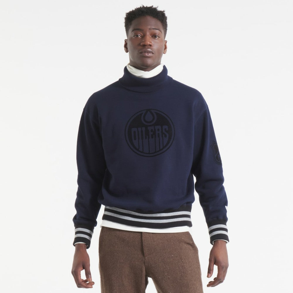 Edmonton Oilers Todd Snyder by Fanatics Relaxed Canadian Fleece Turtleneck - Navy - NHL