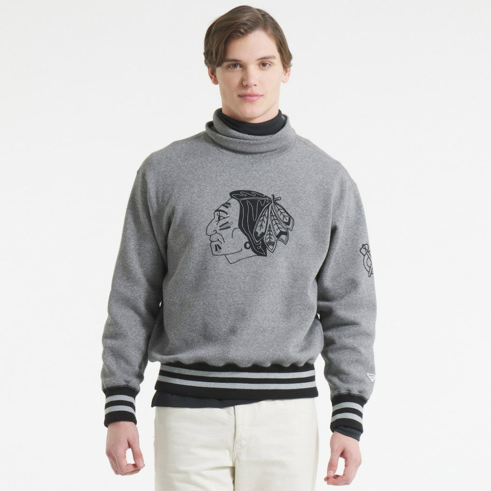 Chicago Blackhawks Todd Snyder by Fanatics Relaxed Canadian Fleece Turtleneck - Dark Heather Gray - NHL