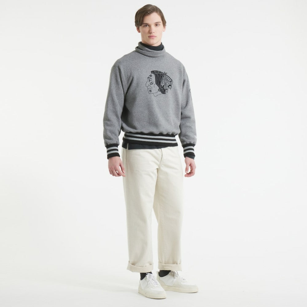 Chicago Blackhawks Todd Snyder by Fanatics Relaxed Canadian Fleece Turtleneck - Dark Heather Gray - NHL