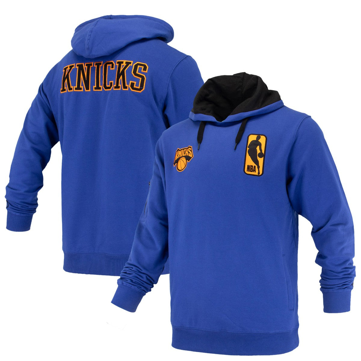 New York Knicks FISLL Unisex Logoman Shadow Collection Pullover Hoodie Blue - NBA