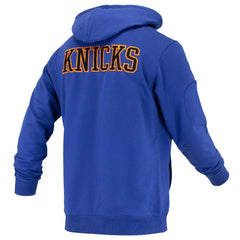 New York Knicks FISLL Unisex Logoman Shadow Collection Pullover Hoodie Blue - NBA