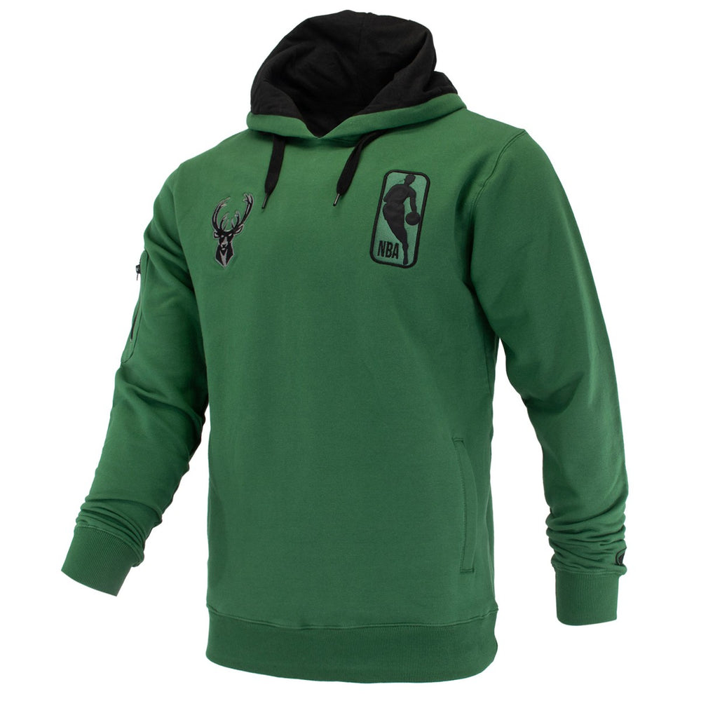 Milwaukee Bucks FISLL Unisex Logoman Shadow Collection Pullover Hoodie Hunter Green - NBA