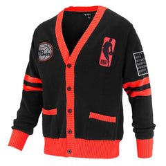 Philadelphia 76ers FISLL Unisex Logoman Shadow Collection Full-Button Cardigan Sweater Black - NBA