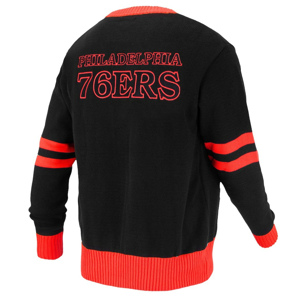 Philadelphia 76ers FISLL Unisex Logoman Shadow Collection Full-Button Cardigan Sweater Black - NBA