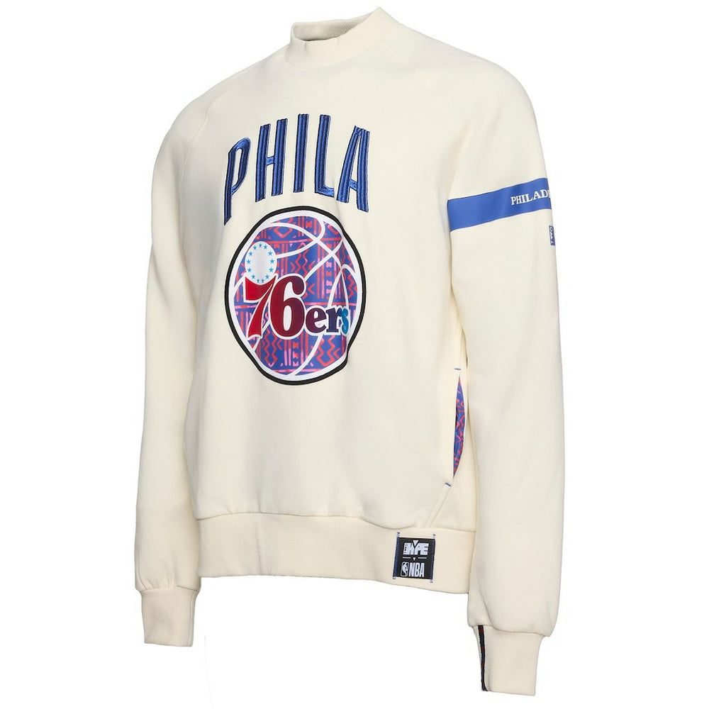 Philadelphia 76ers NBA x Two Hype Culture & Hoops Collection Premium Pullover Sweatshirt - Cream - NBA