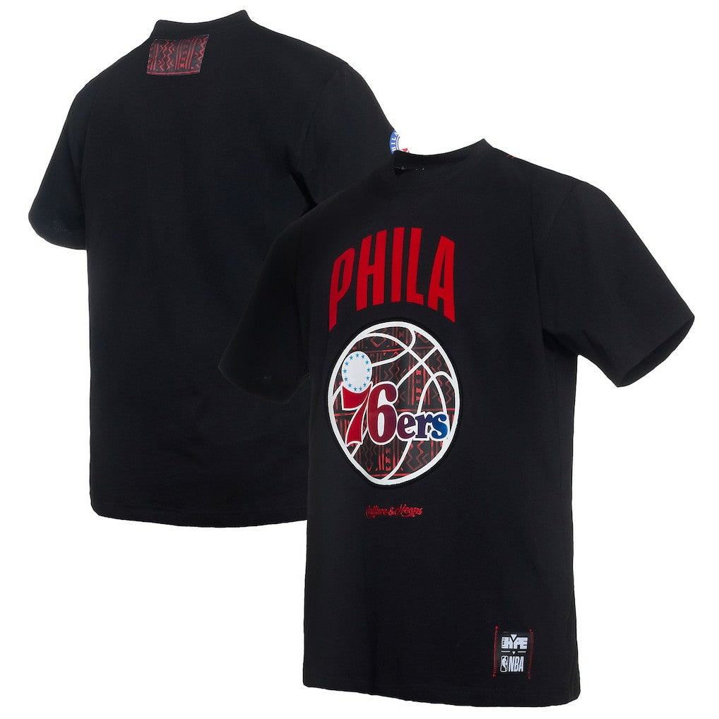 Philadelphia 76ers NBA x Two Hype Culture & Hoops Collection Premium T-Shirt - Black - NBA