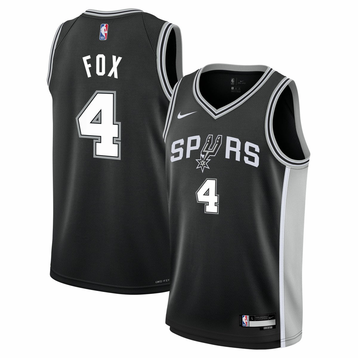De'Aaron Fox San Antonio Spurs Youth Swingman Jersey Icon Edition Black - NBA