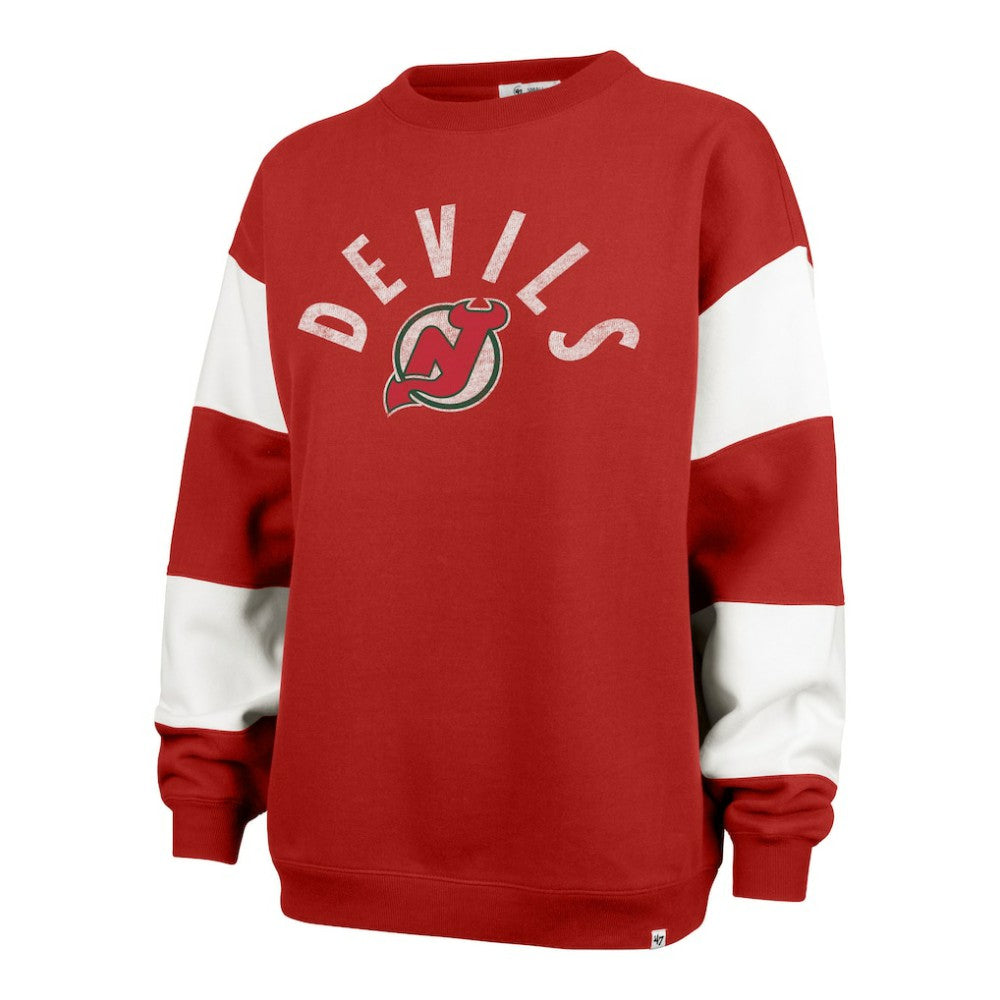 New Jersey Devils '47 Women's Eephus Barred Pullover Sweatshirt - Red - NHL
