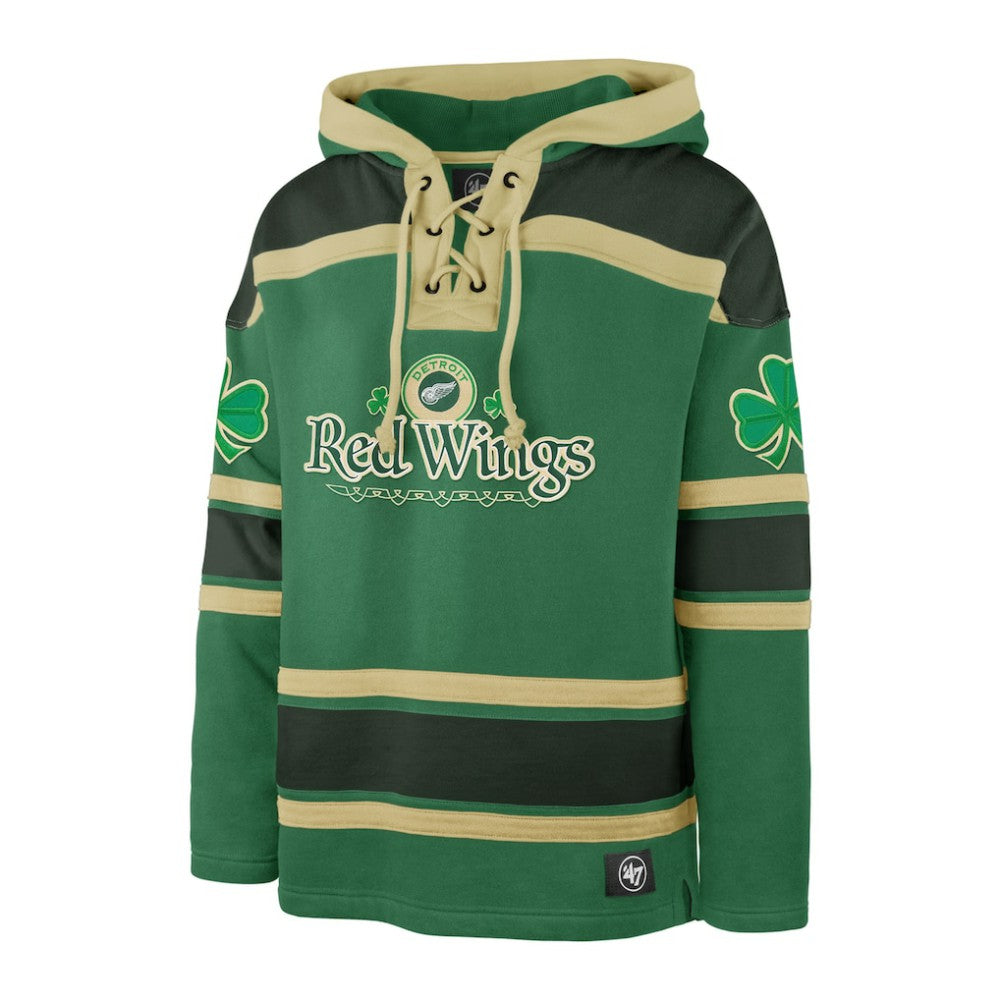 Detroit Red Wings '47 St. Patrick's Day McLucky Superior Lacer Pullover Hoodie - Kelly Green - NHL