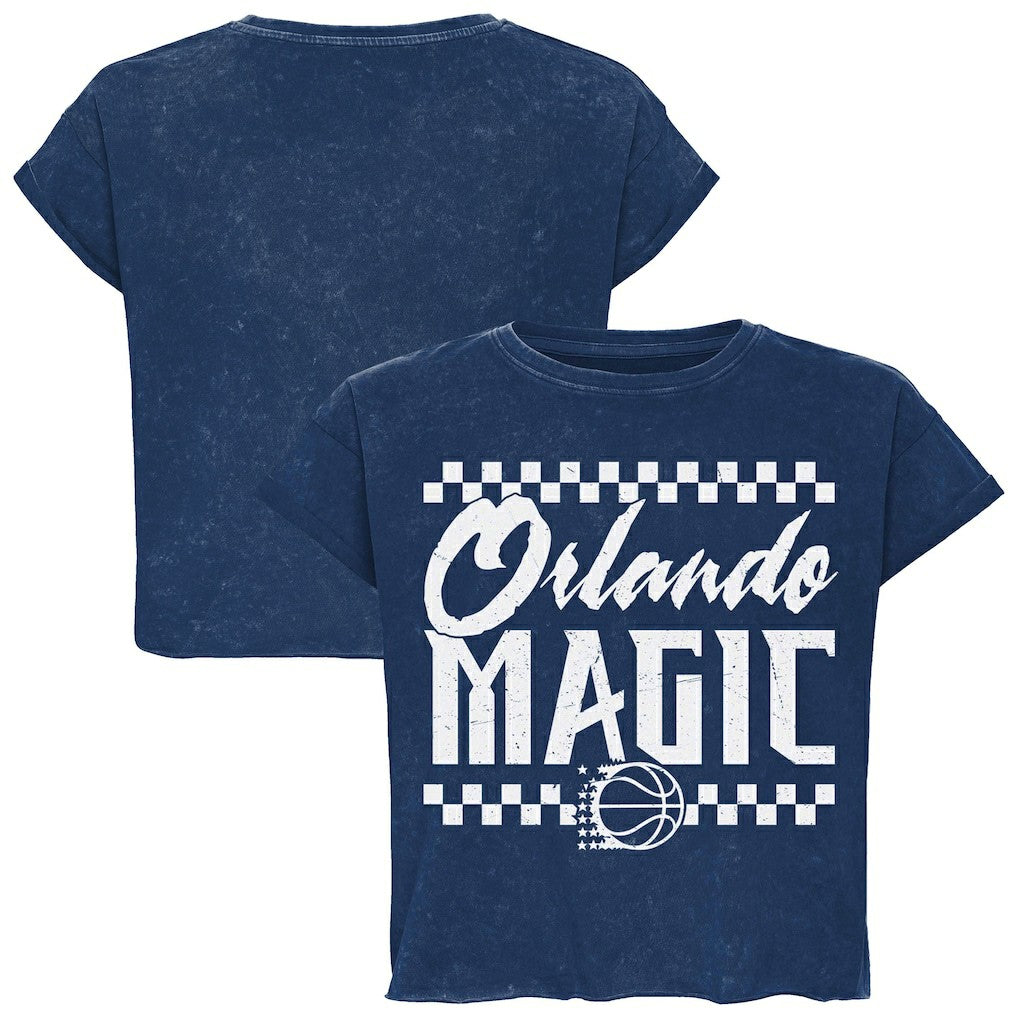 Orlando Magic Sportiqe Unisex Rock & Roll Collection Gwen Premium Mineral Wash Cropped T-Shirt Blue - NBA