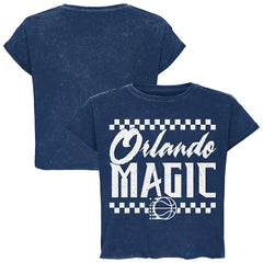 Orlando Magic Sportiqe Unisex Rock & Roll Collection Gwen Premium Mineral Wash Cropped T-Shirt Blue - NBA
