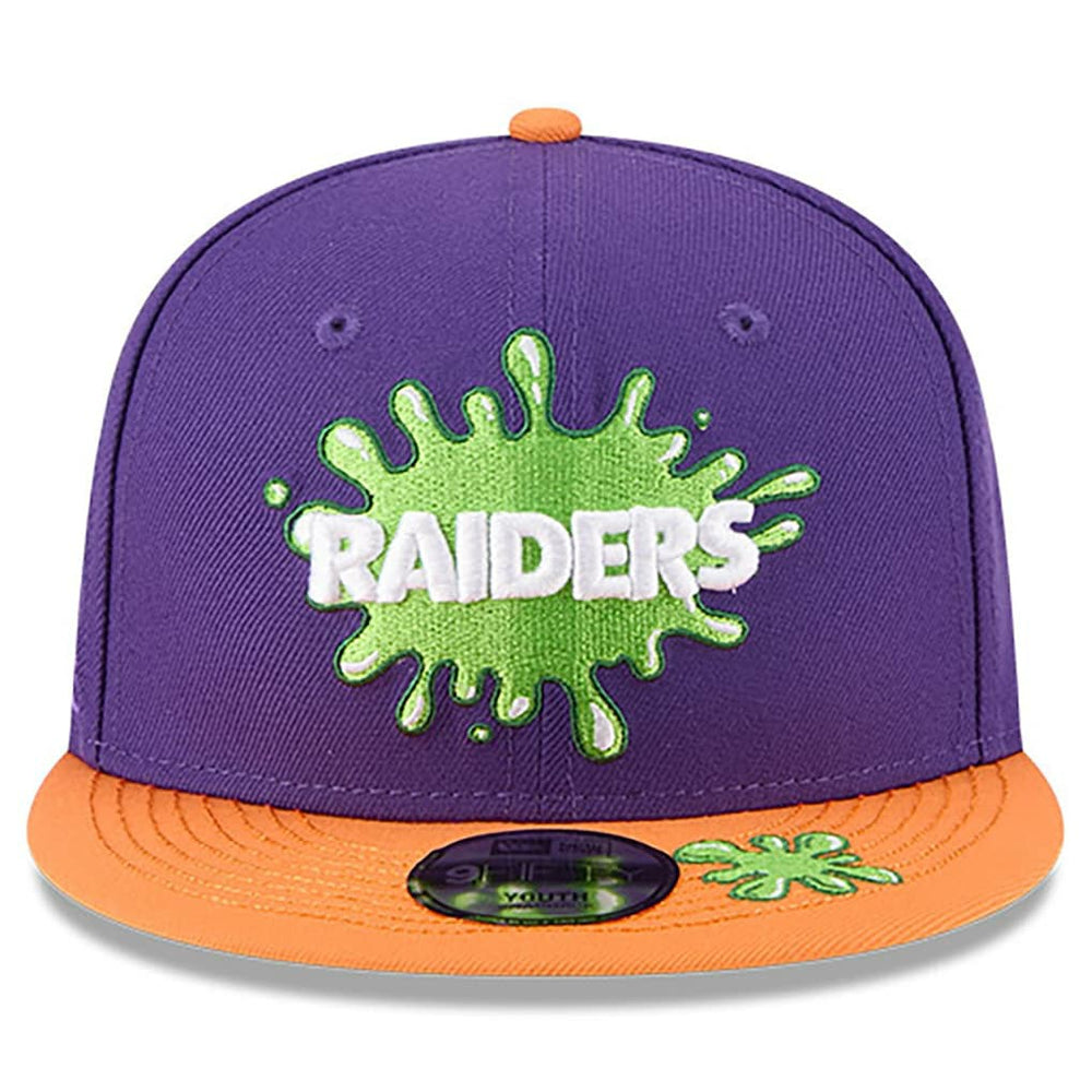 Las Vegas Raiders New Era Youth Nickelodeon Slime 9FIFTY Snapback Hat Purple/Orange | NFL