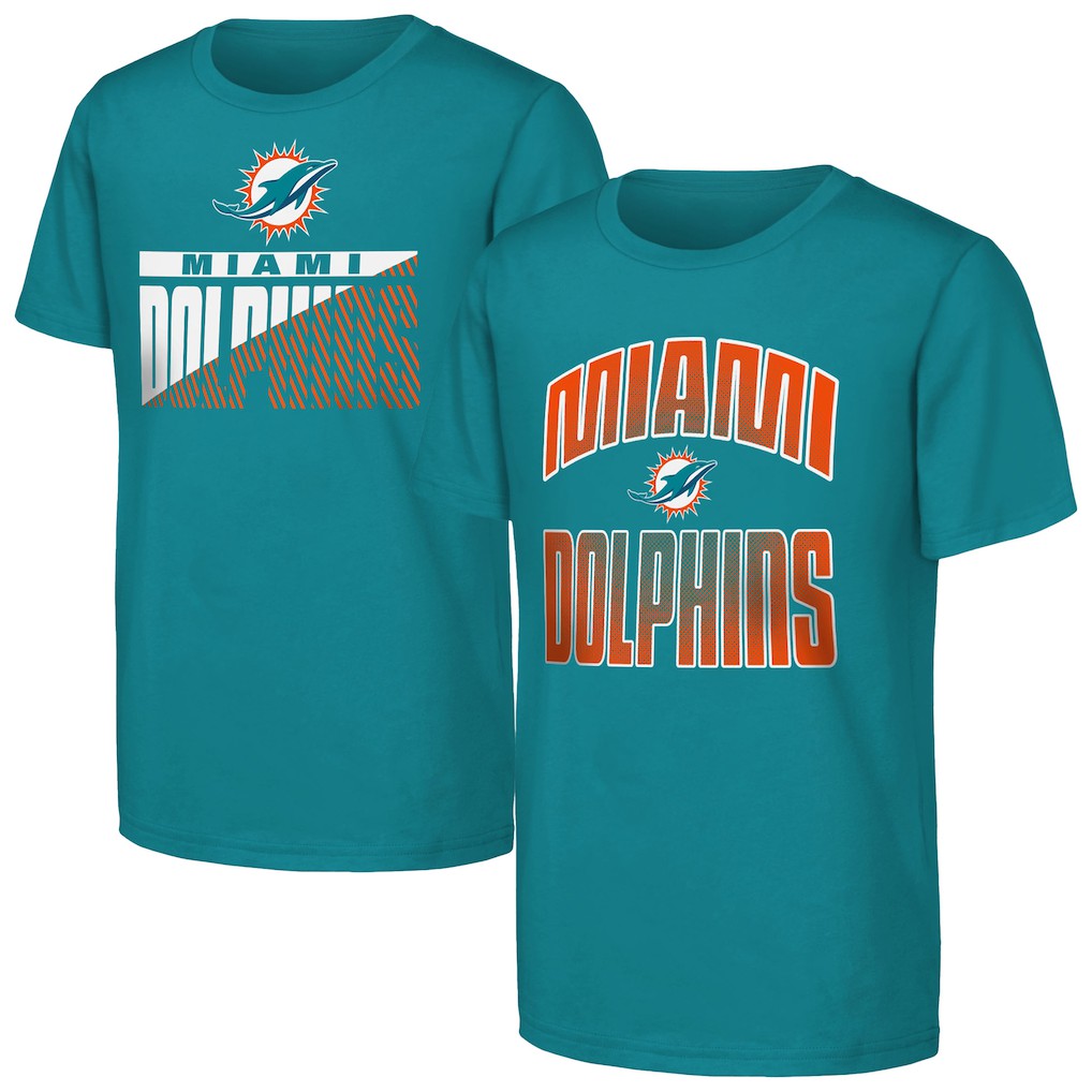Miami Dolphins Outerstuff Youth Never Quit 2-Pack T-Shirt Set Aqua | NFL