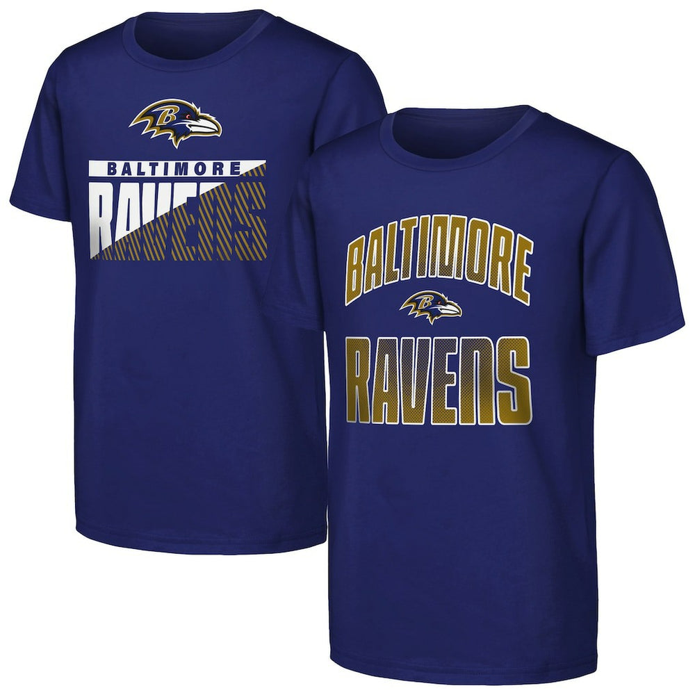Baltimore Ravens Outerstuff Youth Never Quit 2-Pack T-Shirt Set Purple | NFL