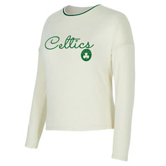 Boston Celtics Concepts Sport Women's Kaki Hacci Knit Long Sleeve Top & Shorts Set Cream - NBA