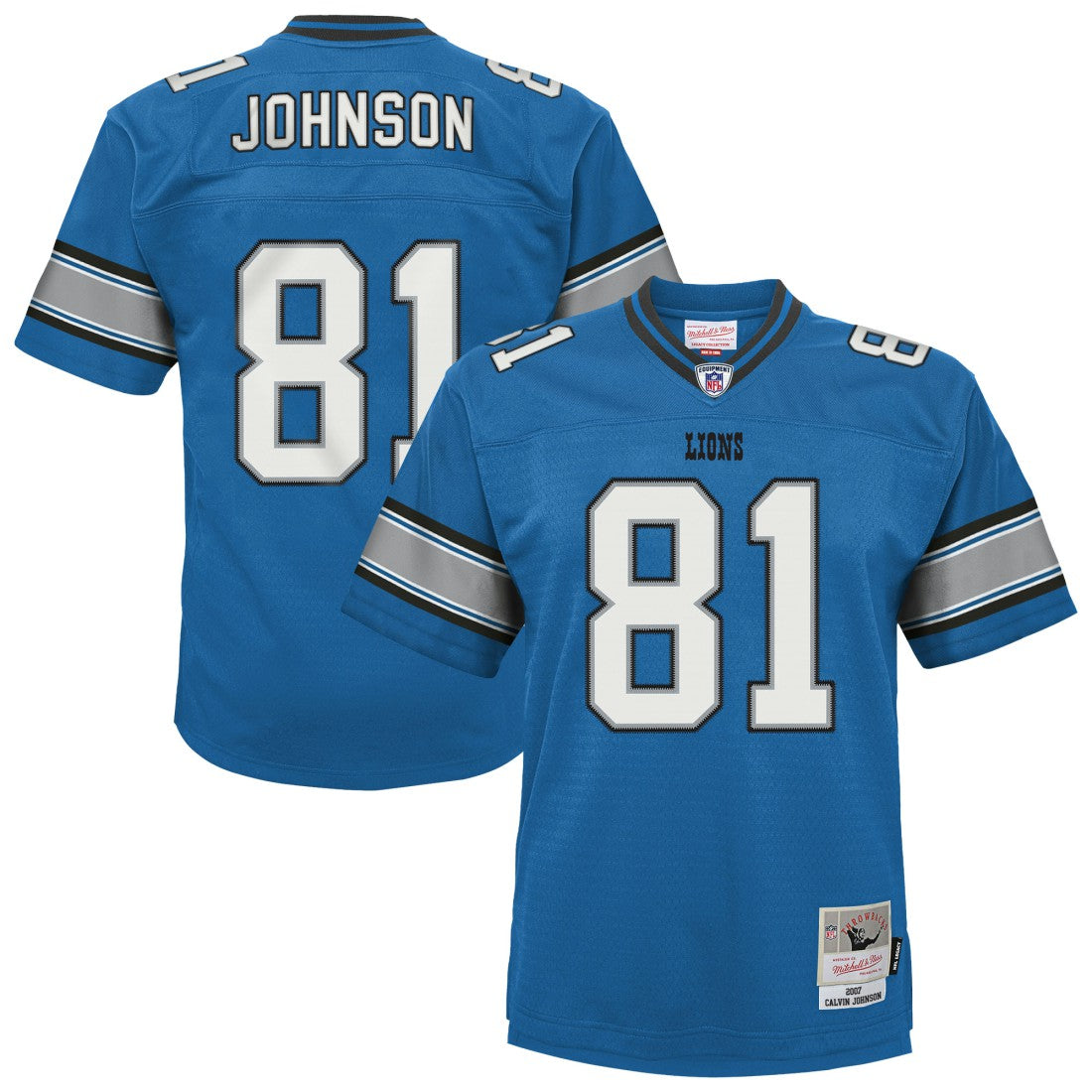 Calvin Johnson Detroit Lions Youth Legacy Replica Jersey Blue | Mitchell & Ness