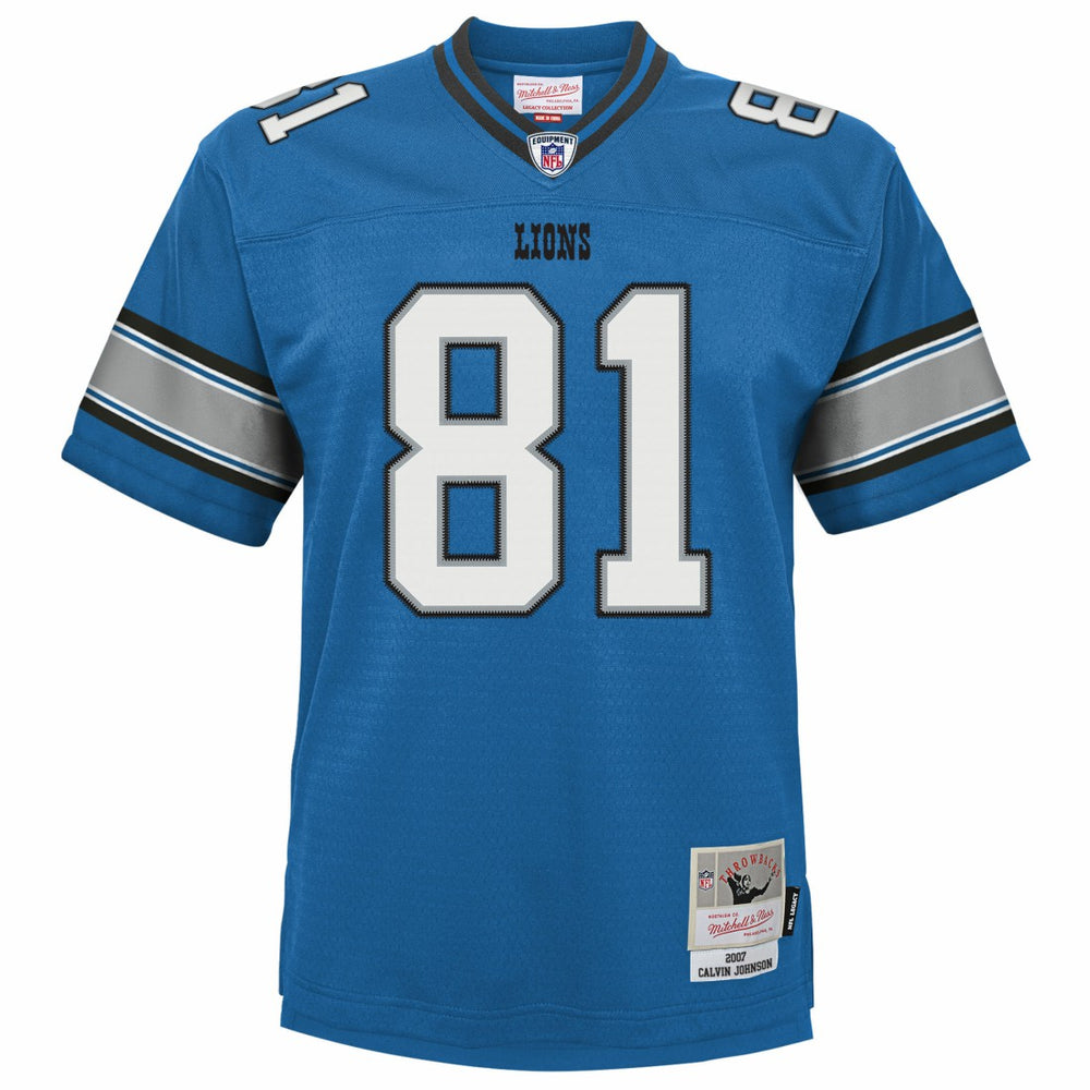 Calvin Johnson Detroit Lions Youth Legacy Replica Jersey Blue | Mitchell & Ness