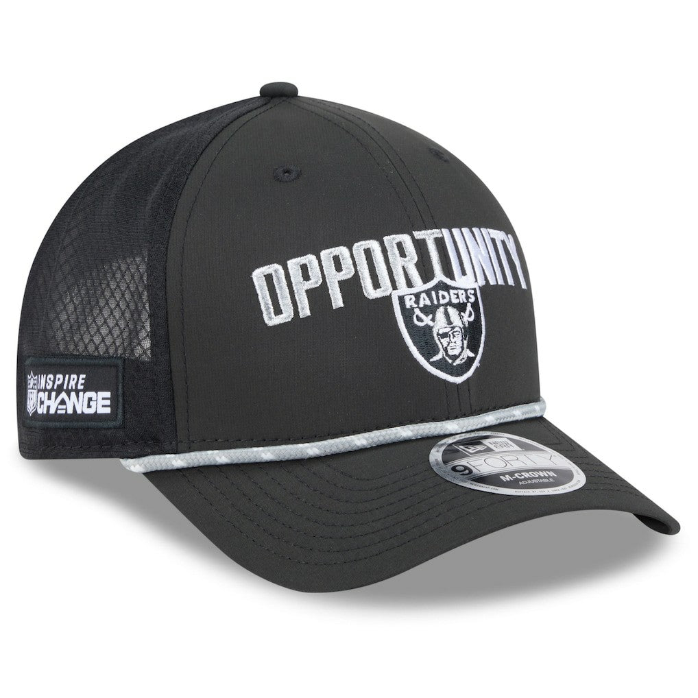 Las Vegas Raiders New Era 2025 Inspire Change 9FORTY M-Crown Adjustable Hat Black | NFL