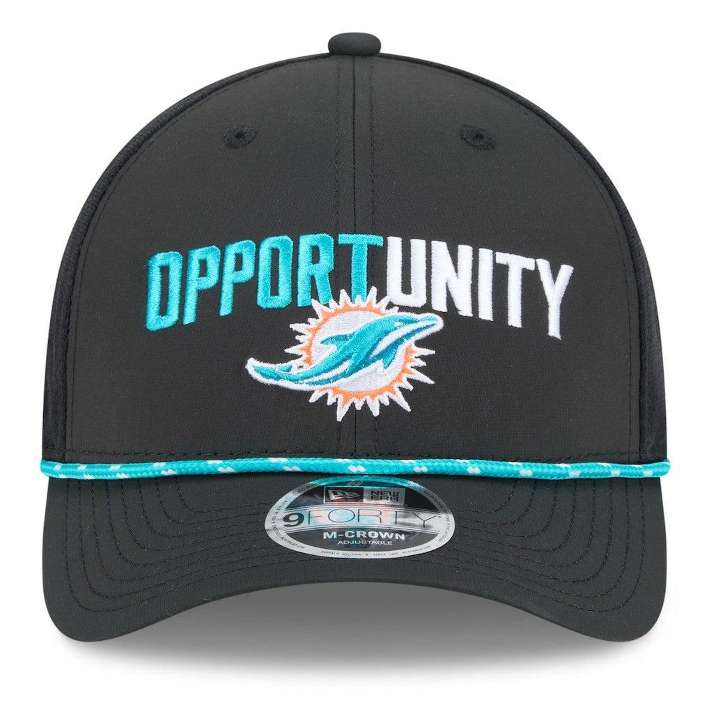 Miami Dolphins New Era 2025 Inspire Change 9FORTY M-Crown Adjustable Hat Black | NFL