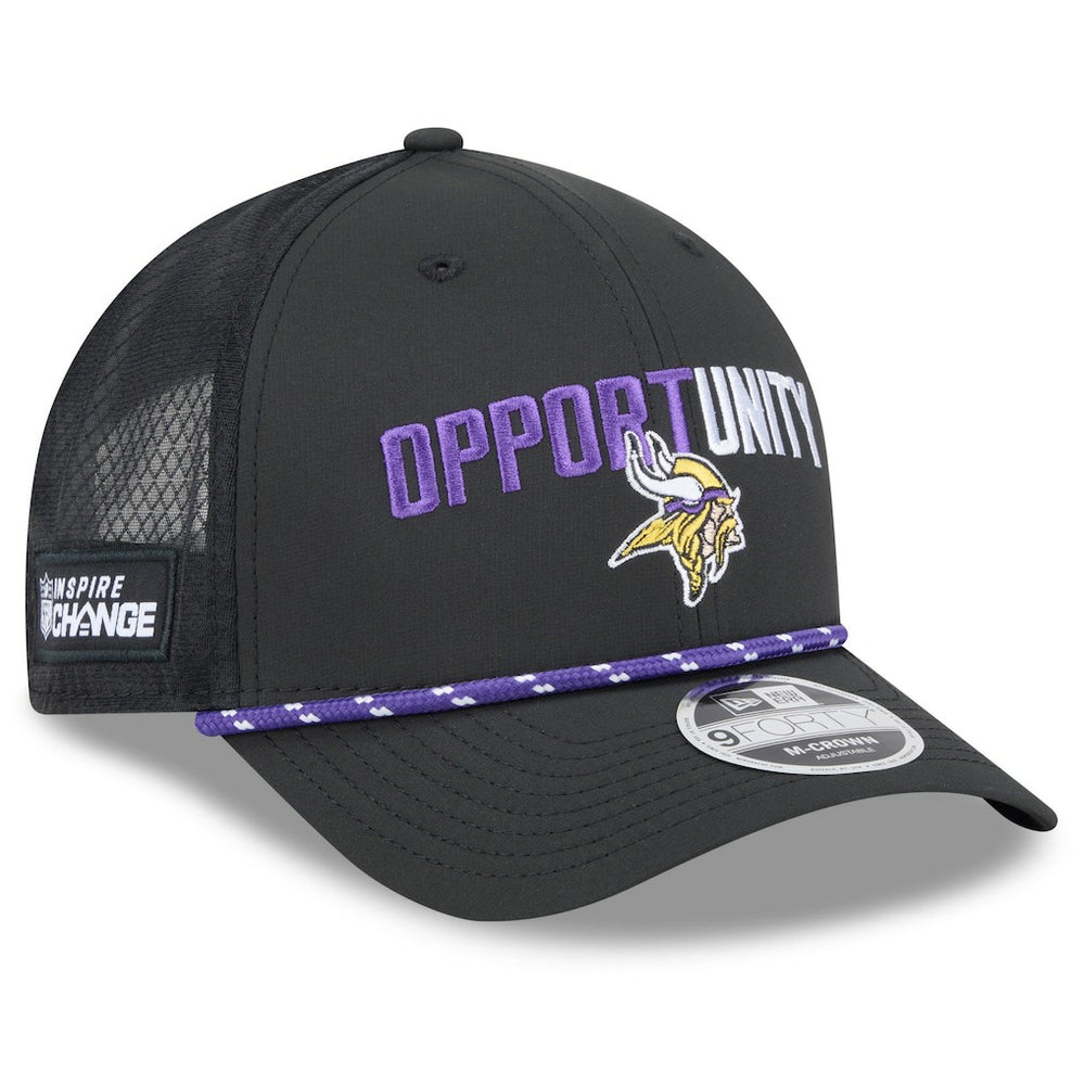Minnesota Vikings New Era 2025 Inspire Change 9FORTY M-Crown Adjustable Hat Black | NFL