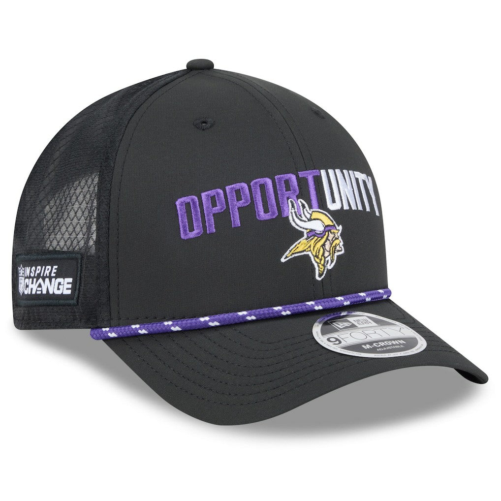 Minnesota Vikings New Era 2025 Inspire Change 9FORTY M-Crown Adjustable Hat Black | NFL