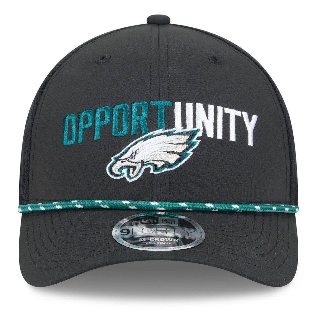 Philadelphia Eagles New Era 2025 Inspire Change 9FORTY M-Crown Adjustable Hat Black | NFL