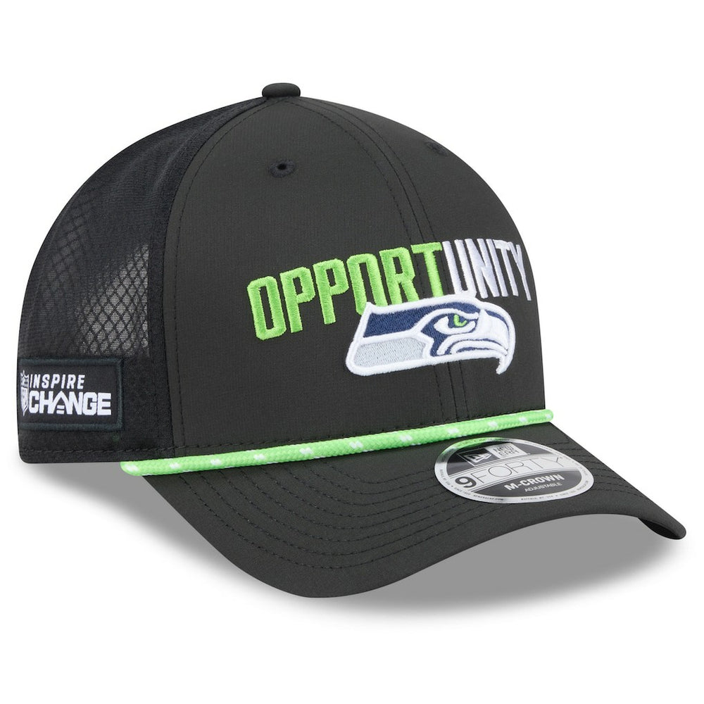 Seattle Seahawks New Era 2025 Inspire Change 9FORTY M-Crown Adjustable Hat Black | NFL