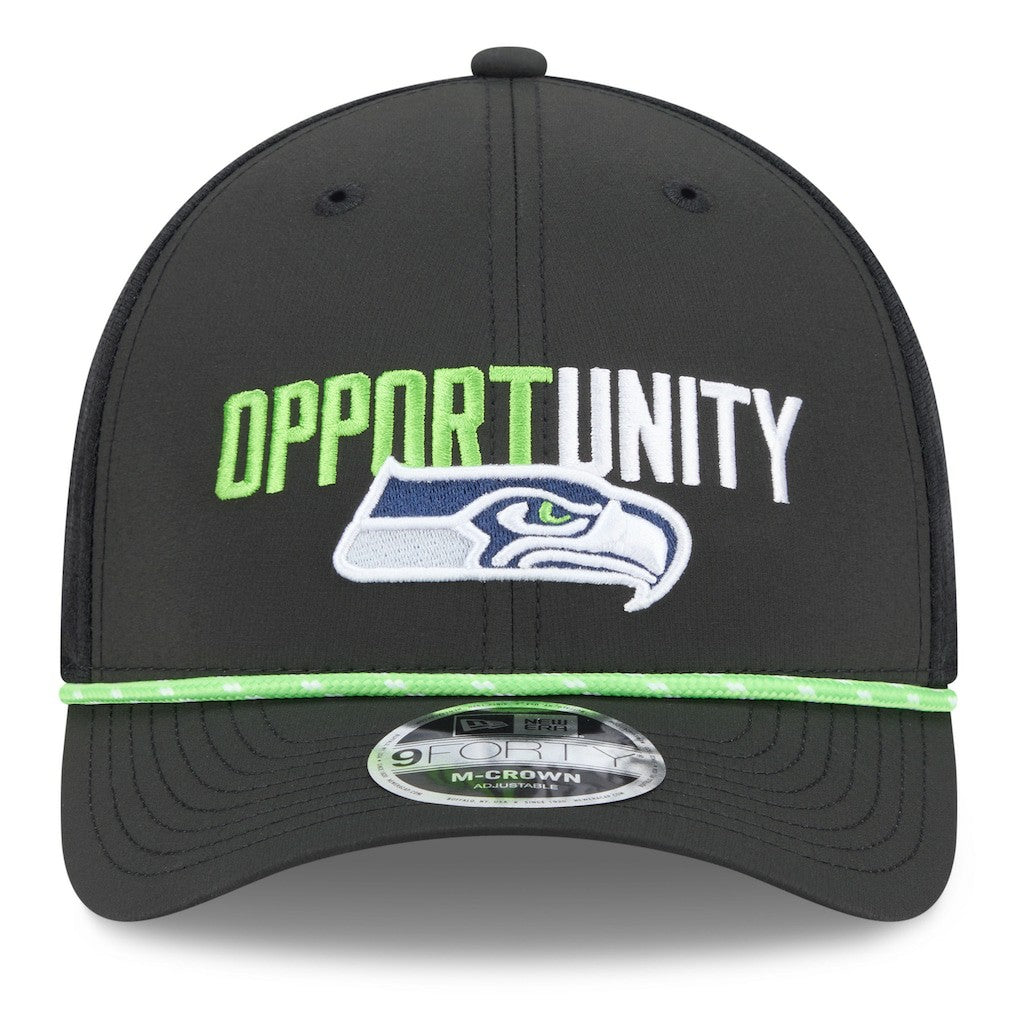 Seattle Seahawks New Era 2025 Inspire Change 9FORTY M-Crown Adjustable Hat Black | NFL