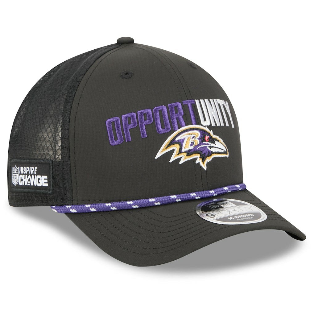 Baltimore Ravens New Era 2025 Inspire Change 9FORTY M-Crown Adjustable Hat Black | NFL