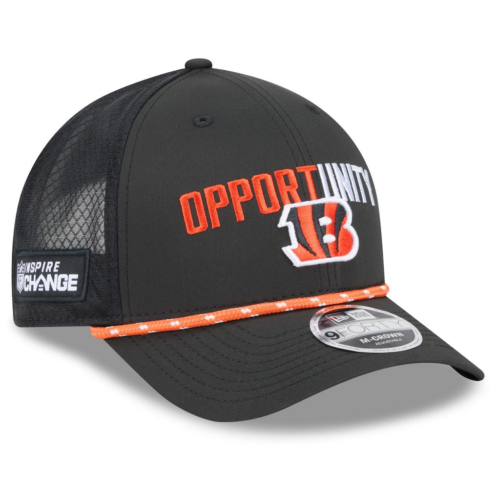 Cincinnati Bengals New Era 2025 Inspire Change 9FORTY M-Crown Adjustable Hat Black | NFL