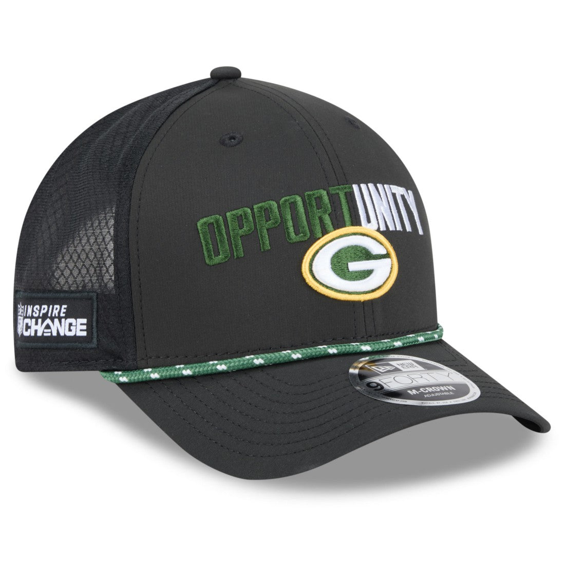 Green Bay Packers New Era 2025 Inspire Change 9FORTY M-Crown Adjustable Hat Black | NFL
