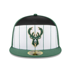 Milwaukee Bucks 2025 NBA Tip Off Split Panel 59FIFTY Fitted Hat White/Hunter Green - NBA