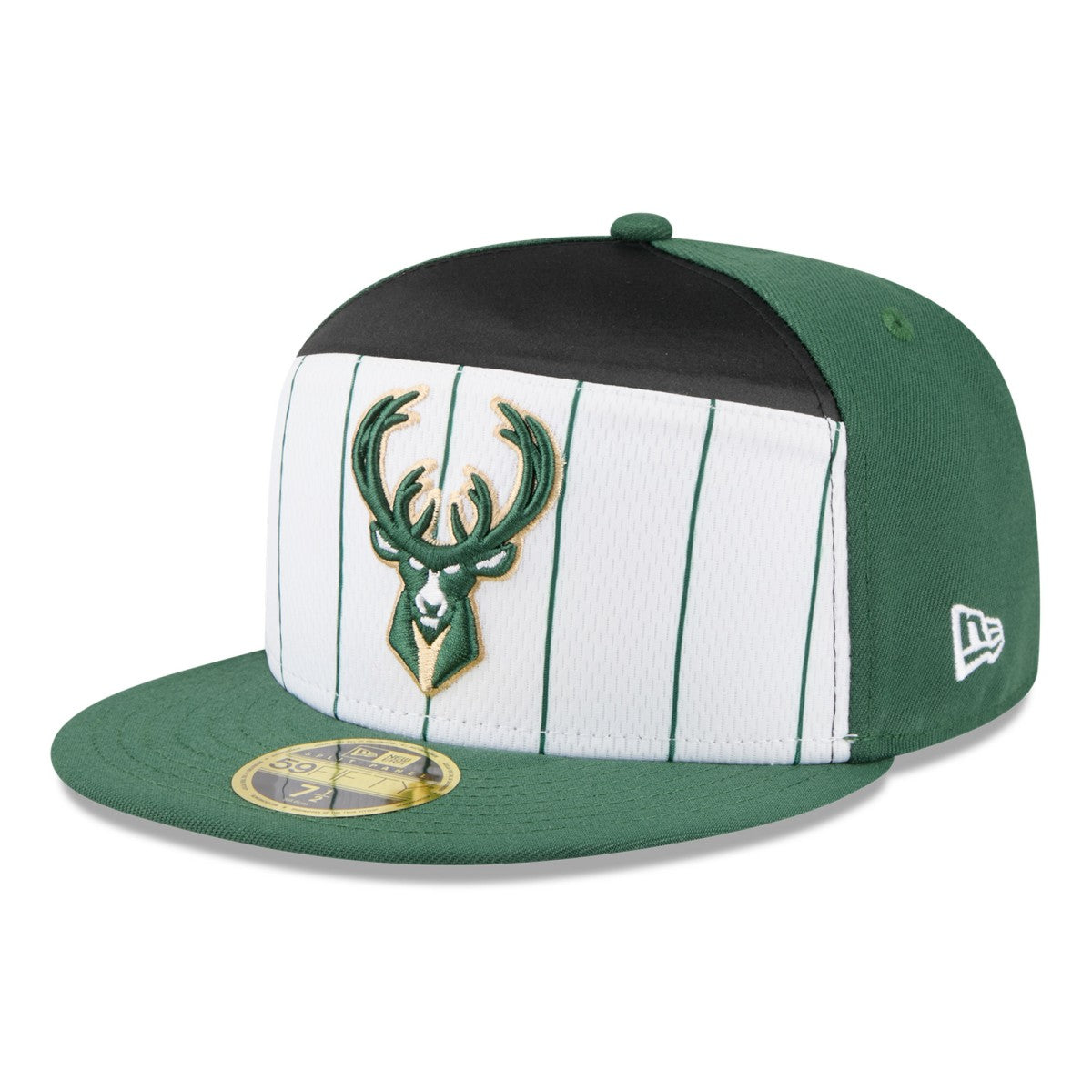 Milwaukee Bucks 2025 NBA Tip Off Split Panel 59FIFTY Fitted Hat White/Hunter Green - NBA