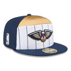 New Orleans Pelicans 2025 NBA Tip Off Split Panel 59FIFTY Fitted Hat White/Navy - NBA