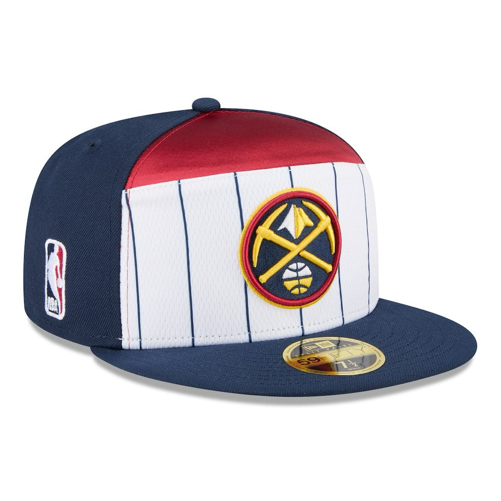 Denver Nuggets 2025 NBA Tip Off Split Panel 59FIFTY Fitted Hat White/Navy - NBA