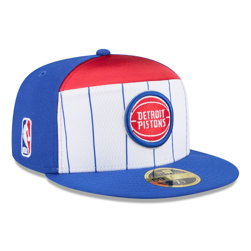 Detroit Pistons 2025 NBA Tip Off Split Panel 59FIFTY Fitted Hat White/Blue - NBA
