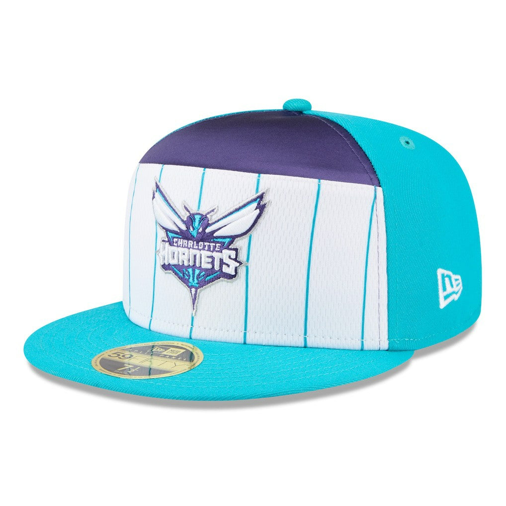 Charlotte Hornets 2025 NBA Tip Off Split Panel 59FIFTY Fitted Hat White/Teal - NBA