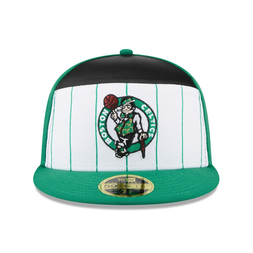 Boston Celtics 2025 NBA Tip Off Split Panel 59FIFTY Fitted Hat White/Kelly Green - NBA