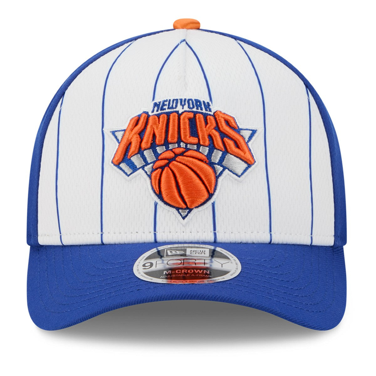 New York Knicks 2025 NBA Tip Off M-Crown A-Frame 9FORTY Adjustable Hat White/Blue - NBA
